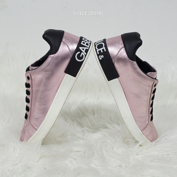Dolce&Gabbana Metallic Pink Leather Sneakers Size 36 Designer Luxury Shoes Italy - Picture 6 of 11